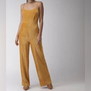 Forever 21 Mustard Wide-Leg Spaghetti-Strap Jumpsuit